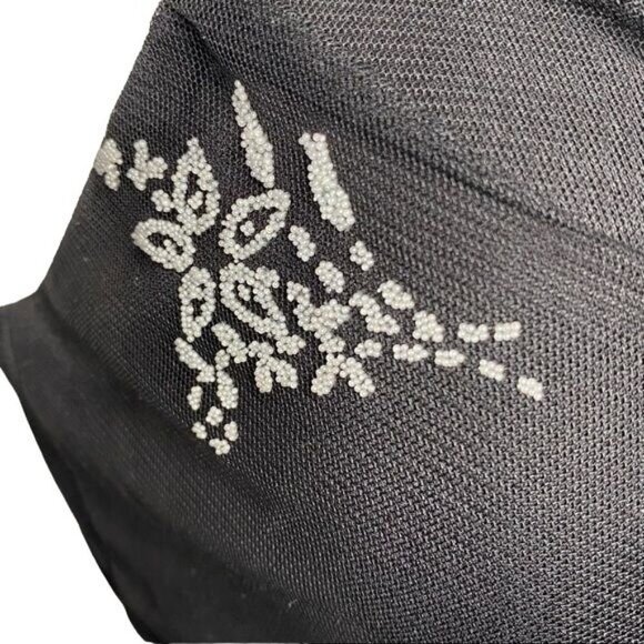 Onyx Sparkle Beaded Floral Little Black Party Dress Size 10 - Picture 3 of 14